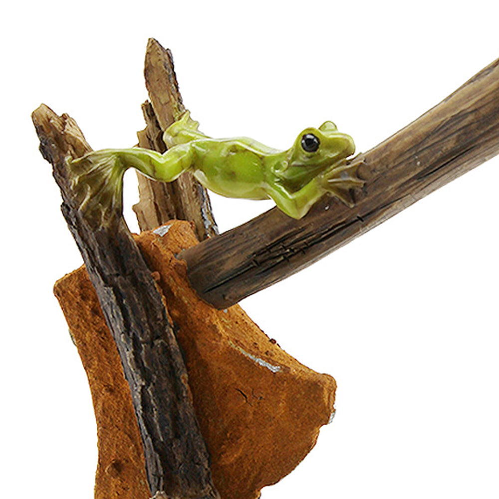 Frog on an Axe Miniature Figurine - close up view