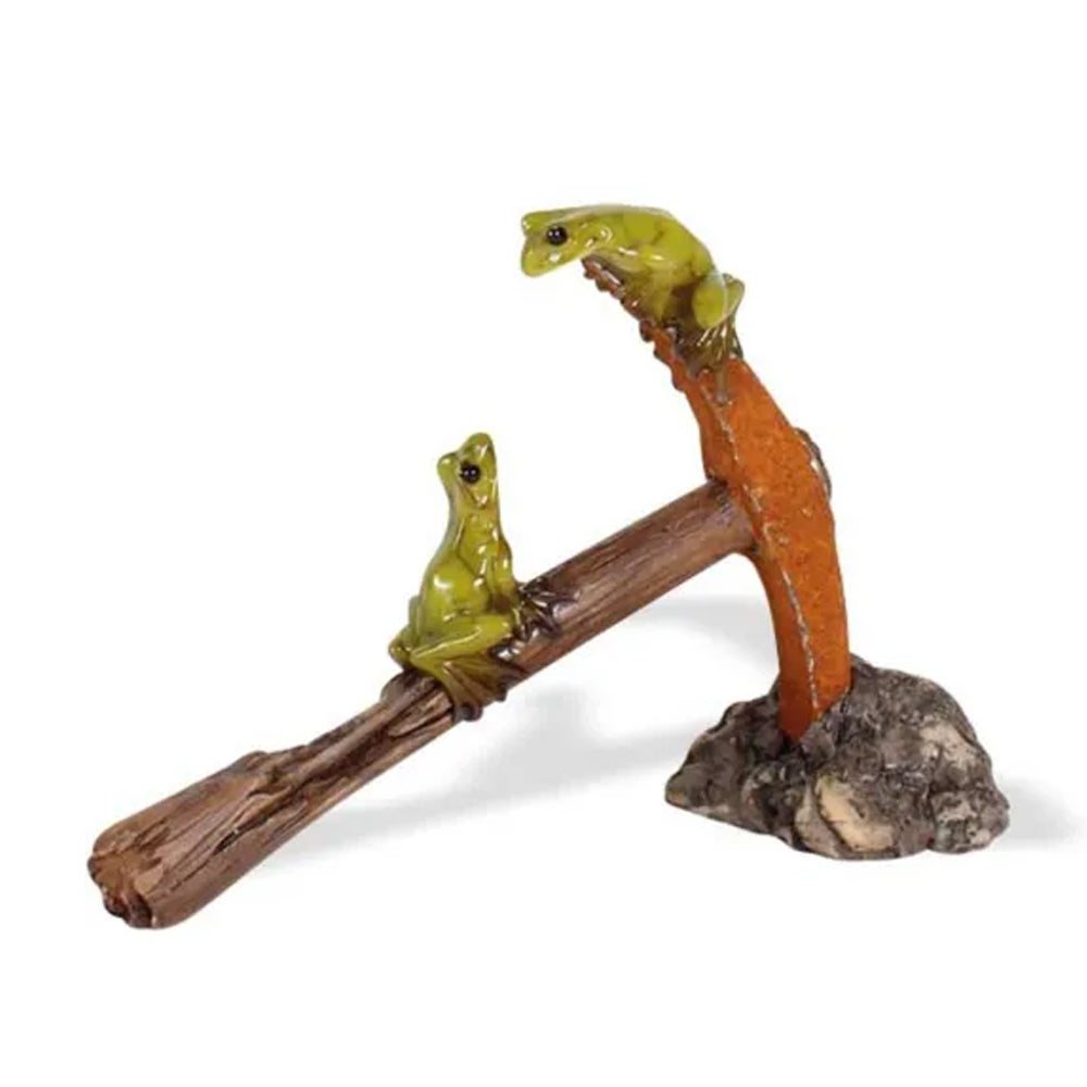 Frogs on a Pick Axe Miniature Figurine