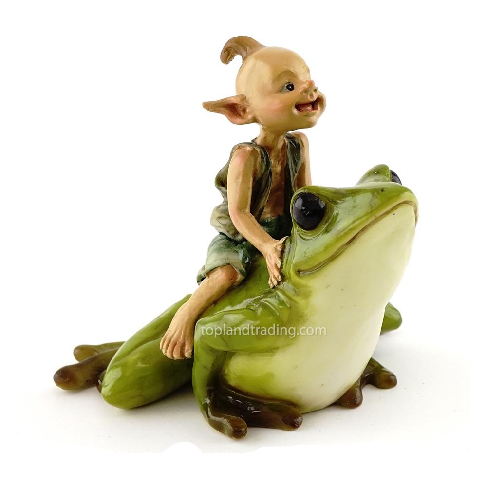 Garden Pixie Riding A Frog | Fairy Garden Figurines - Australia | Earth Fairy