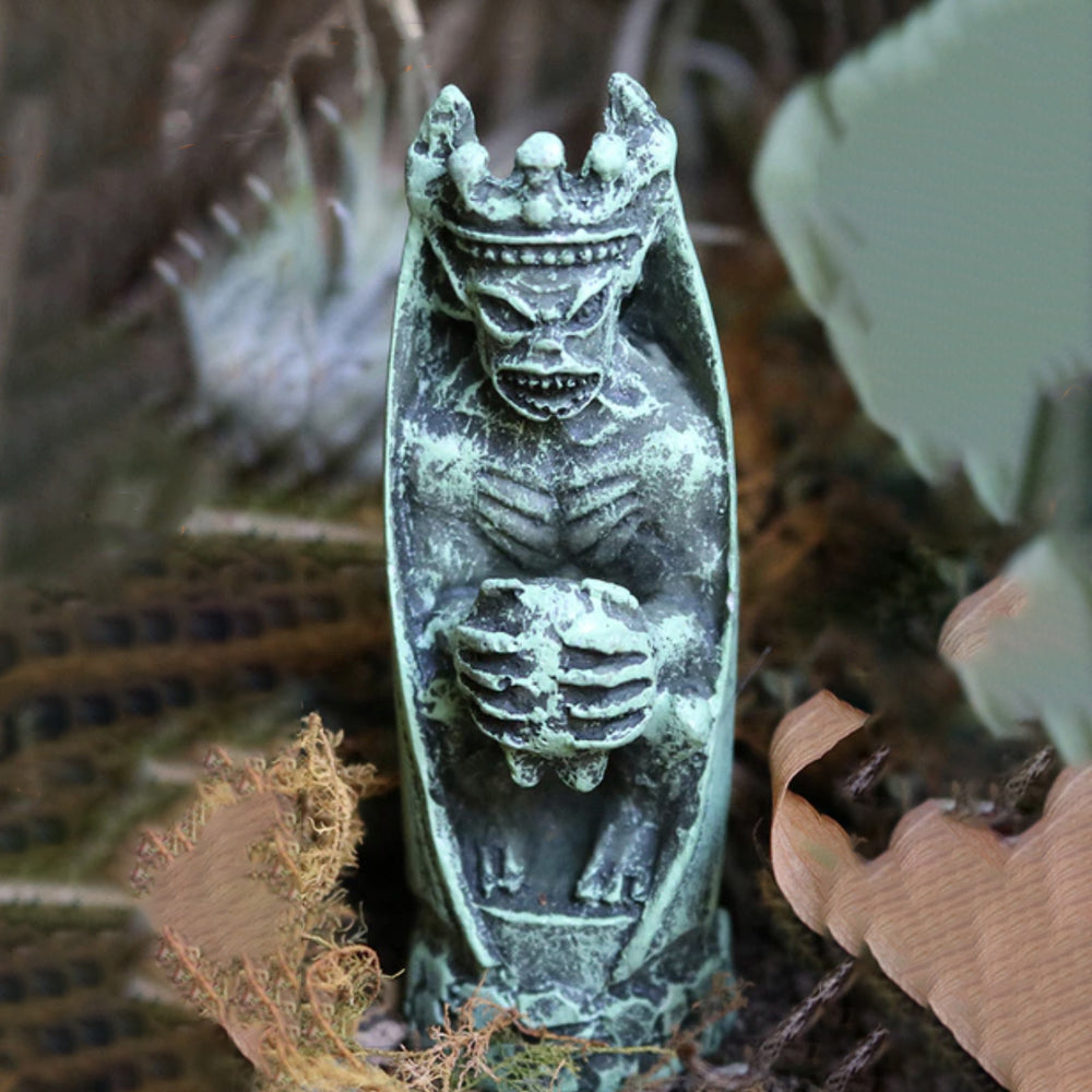 Miniature Gargoyle with Crown Figurine