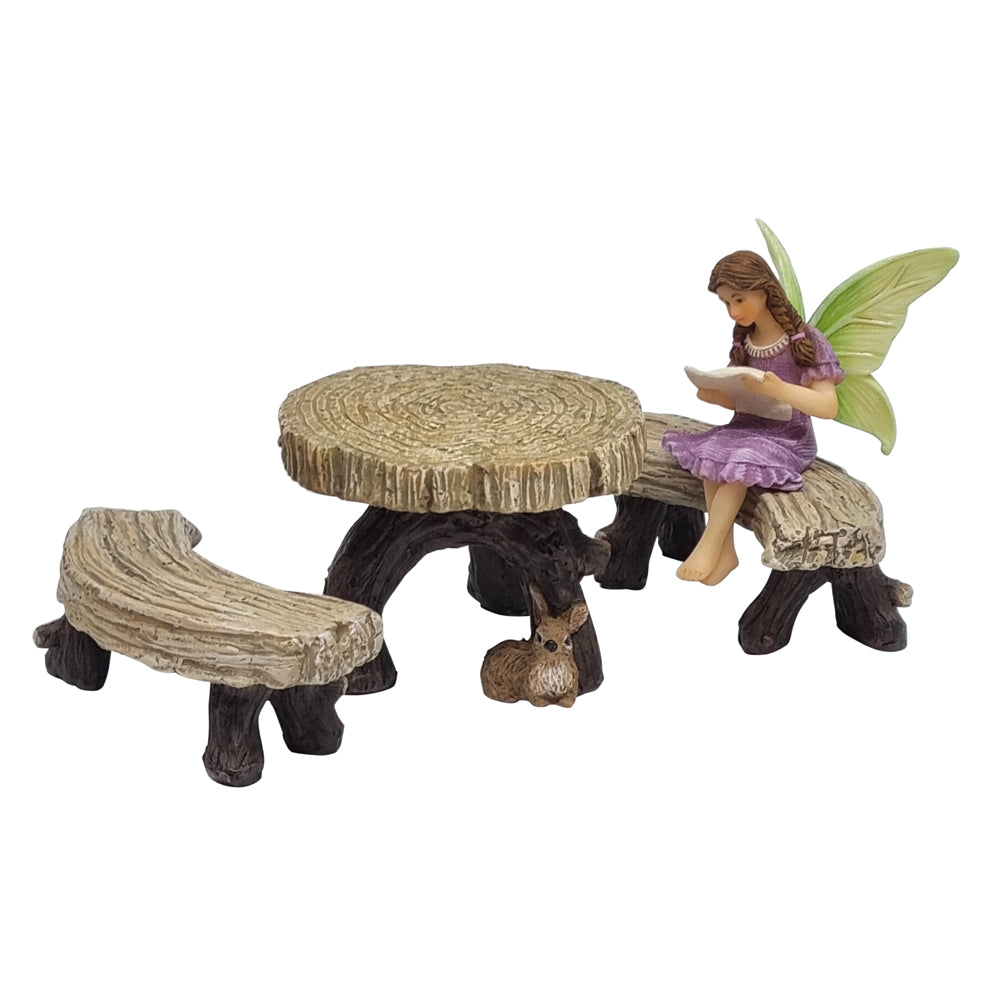 Round Log Furniture Setting Fairy Garden Furniture The Willow Collection 