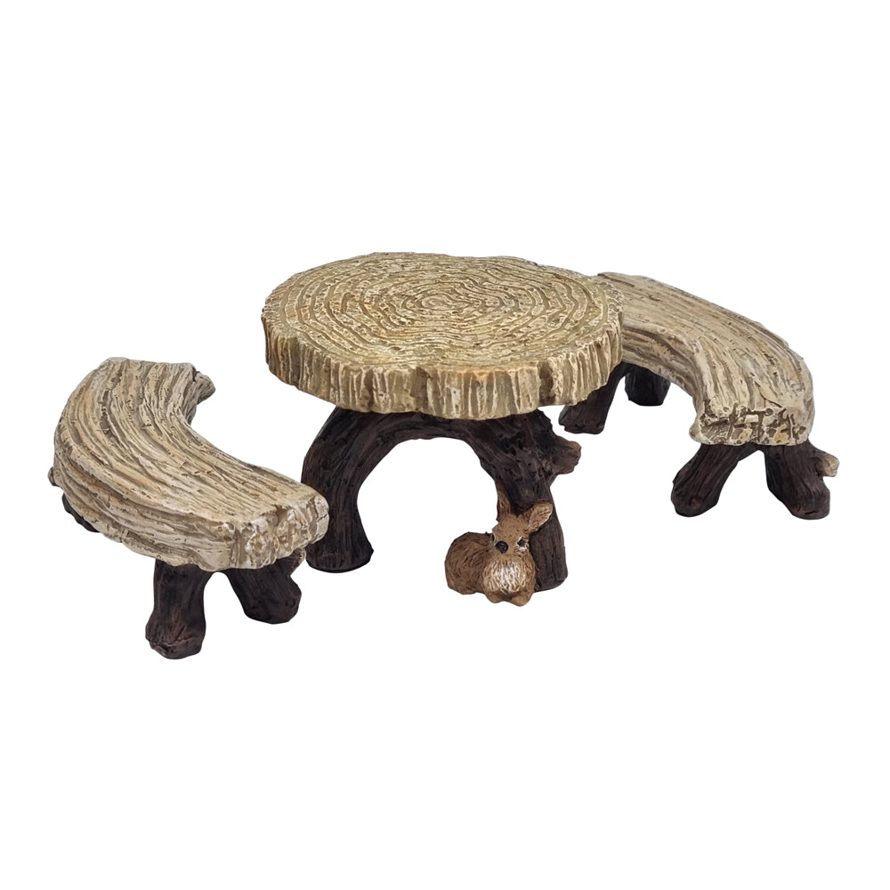 Round Log Furniture Setting Fairy Garden Furniture The Willow Collection 