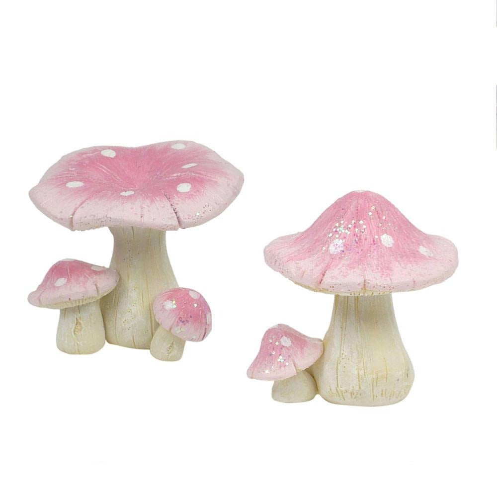 Glitter Mushrooms - Pink - Set of 2 | Fairy Gardens | Earth Fairy