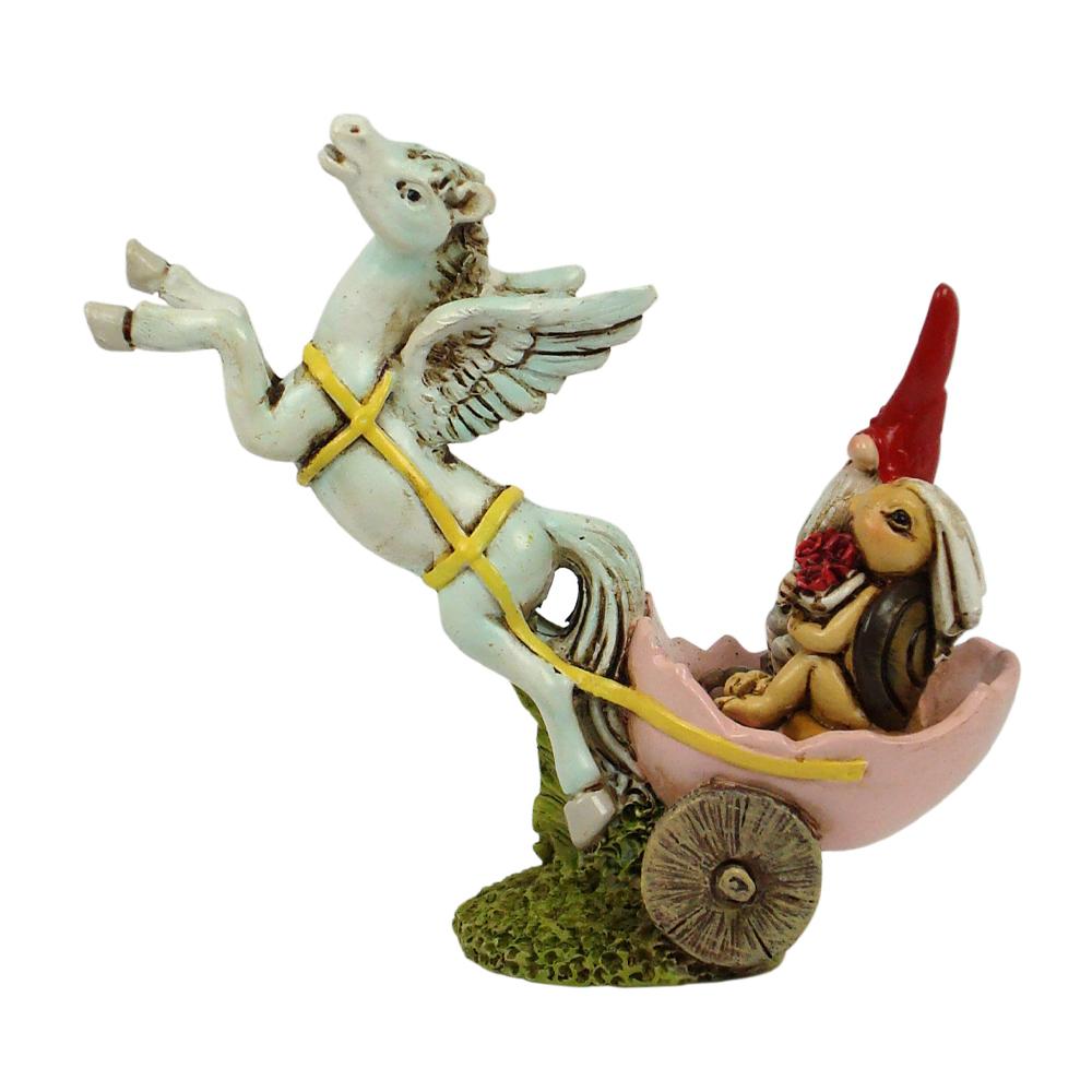 Miniature Gnome & Turtle Bride with Pegasus Figurine