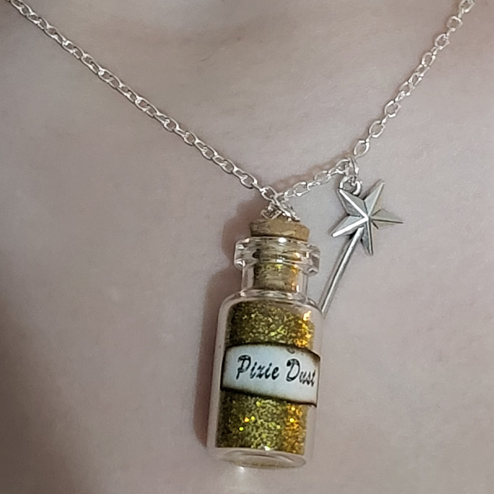 Golden Pixie Dust Necklace Fairy Dust &amp; Wishes Earth Fairy 