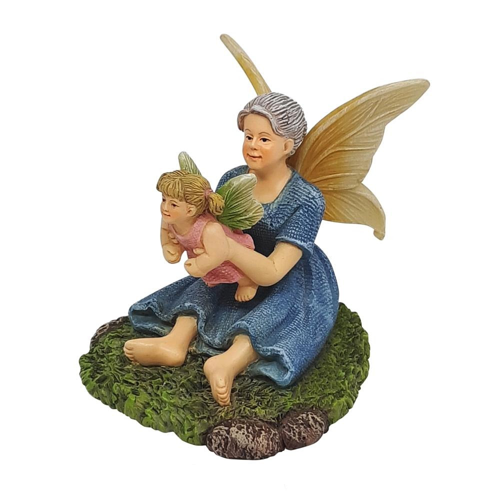 Grandma Fairy with Grandchild from The Willow Fairy Garden Collection by Earth Fairy