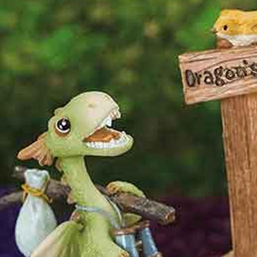 Green Dragon "Scaley" Off to the Dragon's Lair - a miniature resin dragon figurine