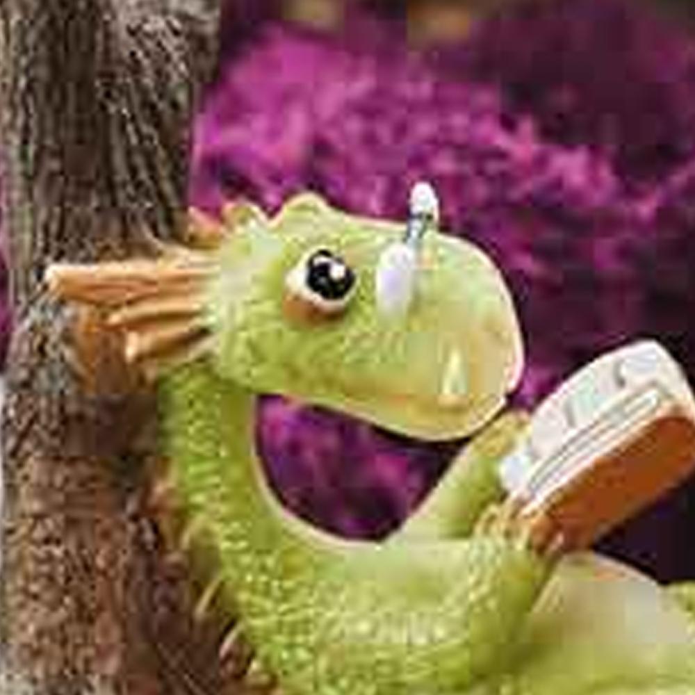 Green Dragon Scaley Reading a Book, a miniature resin drragon figurine