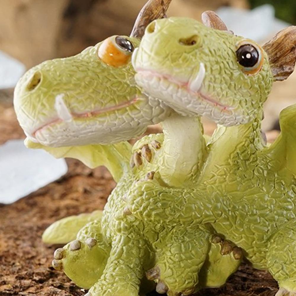 Green Dragons Hugging, a miniature resin dragon figurine