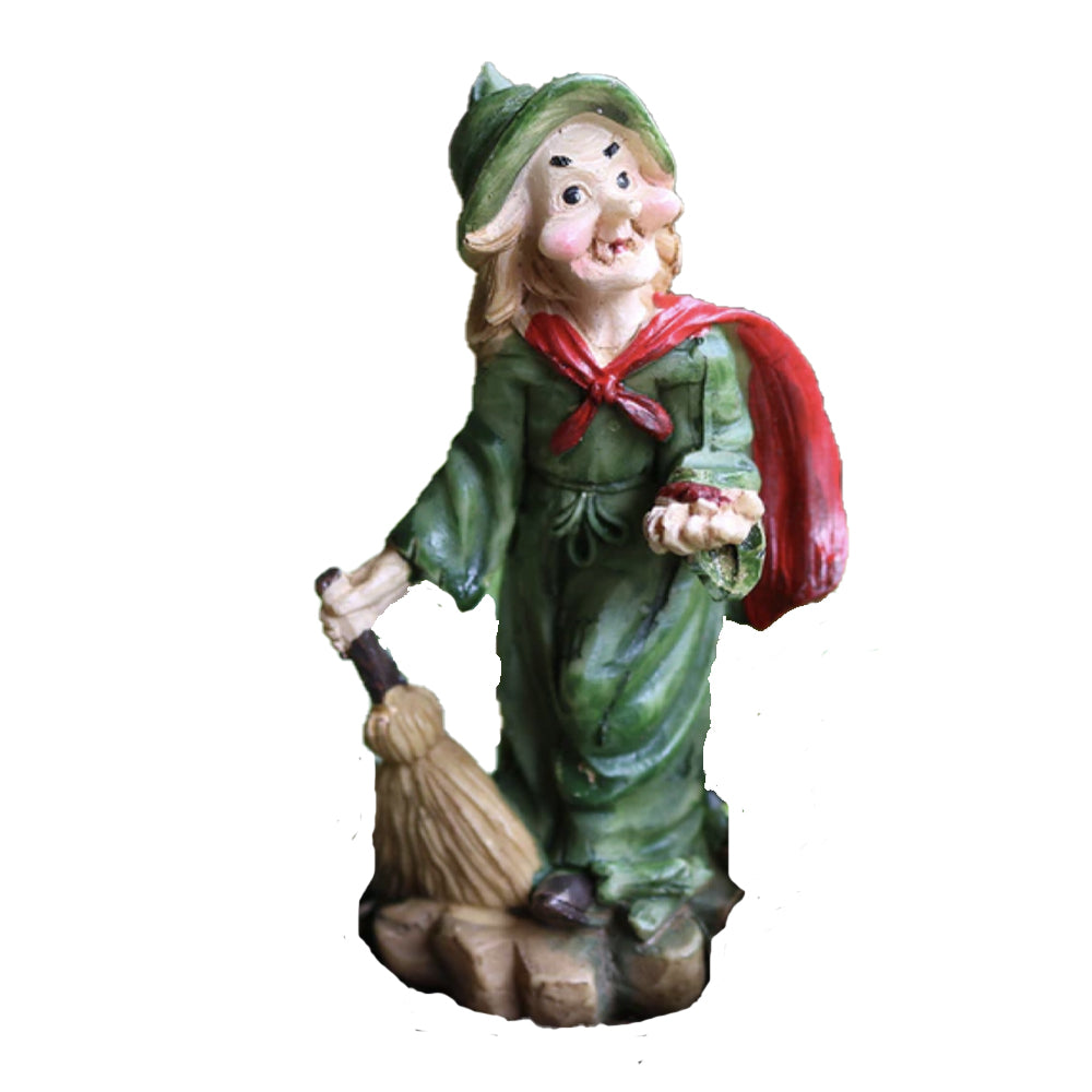 Miniature Green Witch with Red Cape Figurine