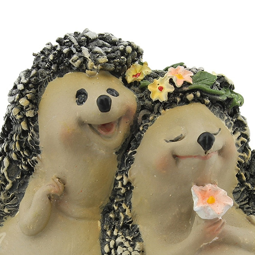 Hedgehog Couple - Miniature Fairy Garden Figurine - Close Up View