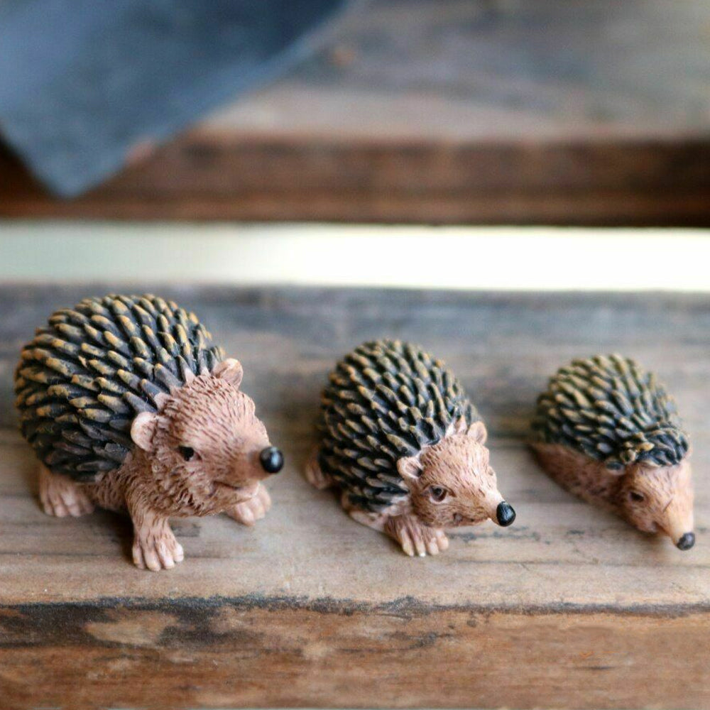 Hedgehog Family - Set of 3 Miniature Hedgehog Figurines