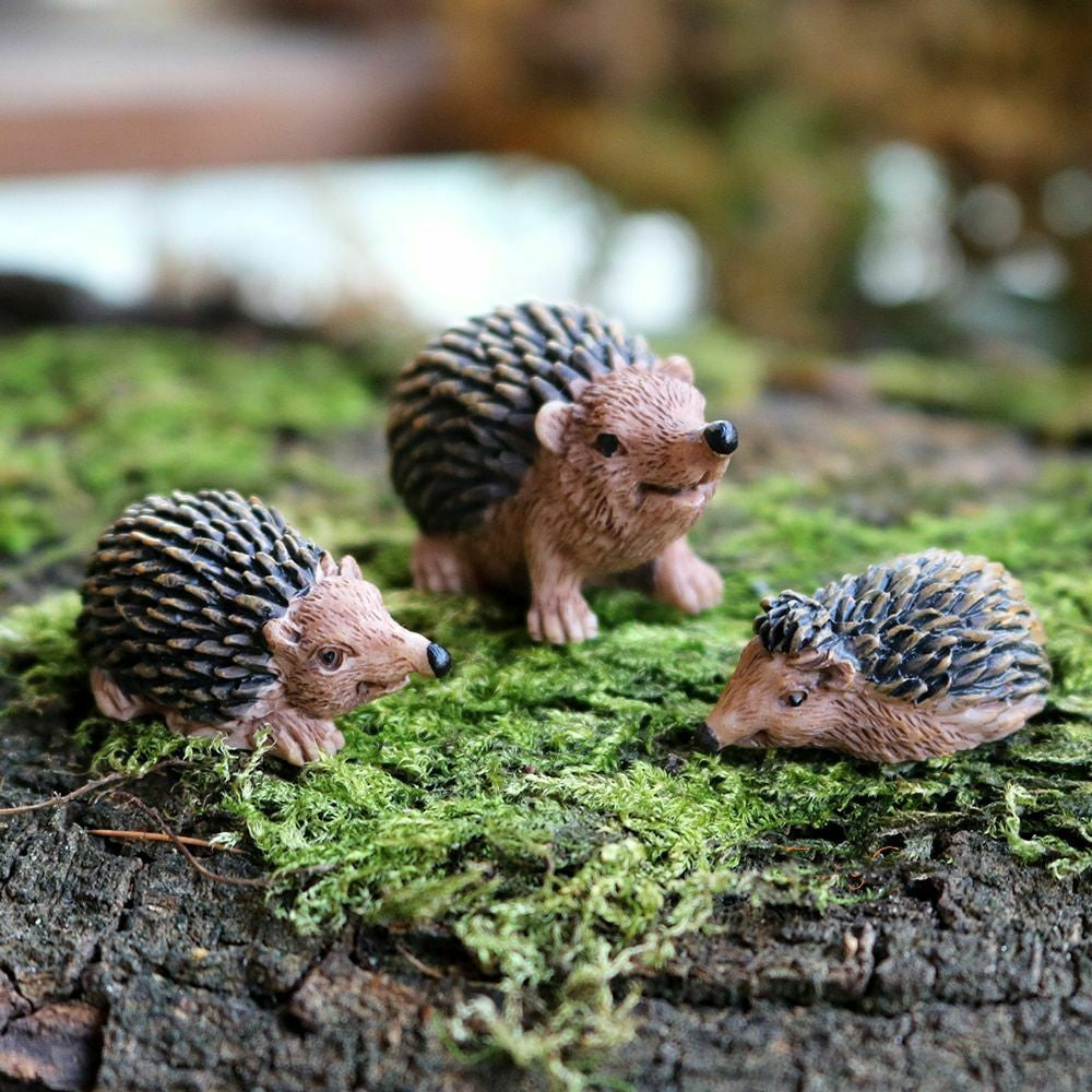 Hedgehog Family - Set of 3 Miniature Hedgehog Figurines