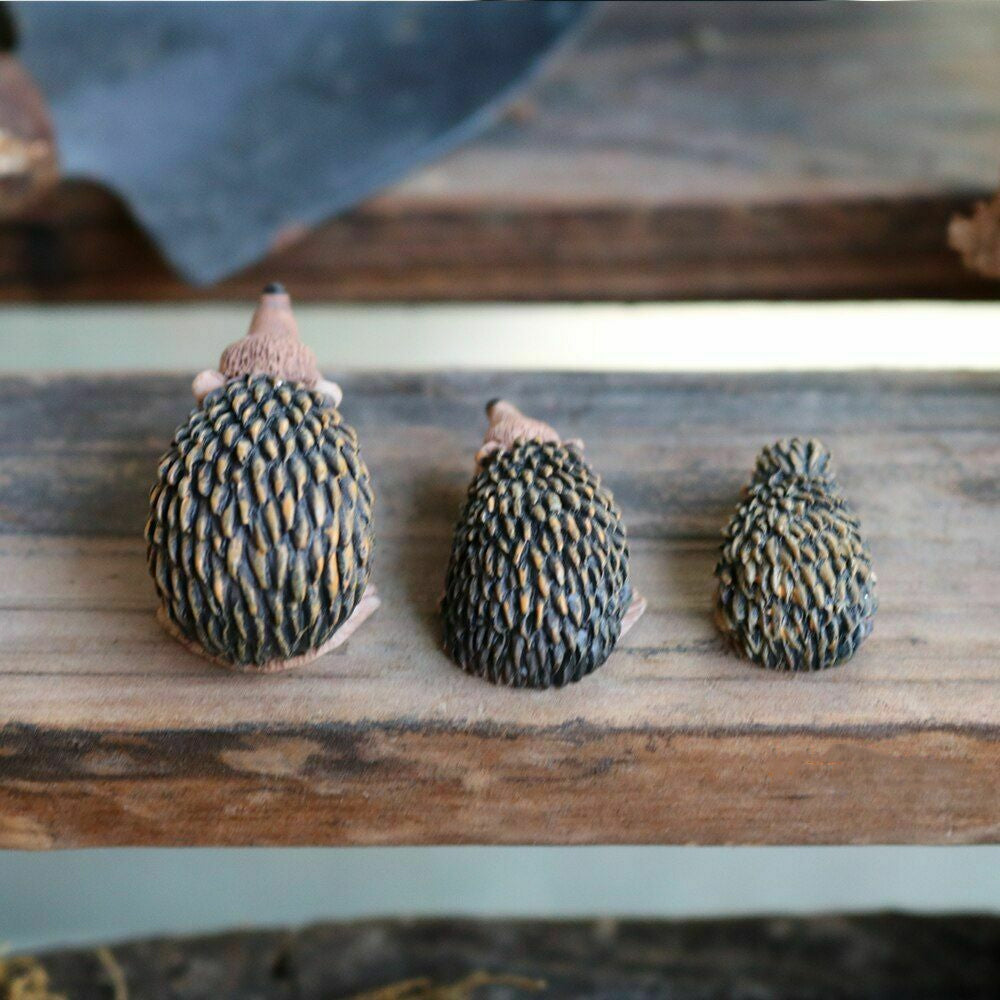 Hedgehog Family - Set of 3 Miniature Hedgehog Figurines