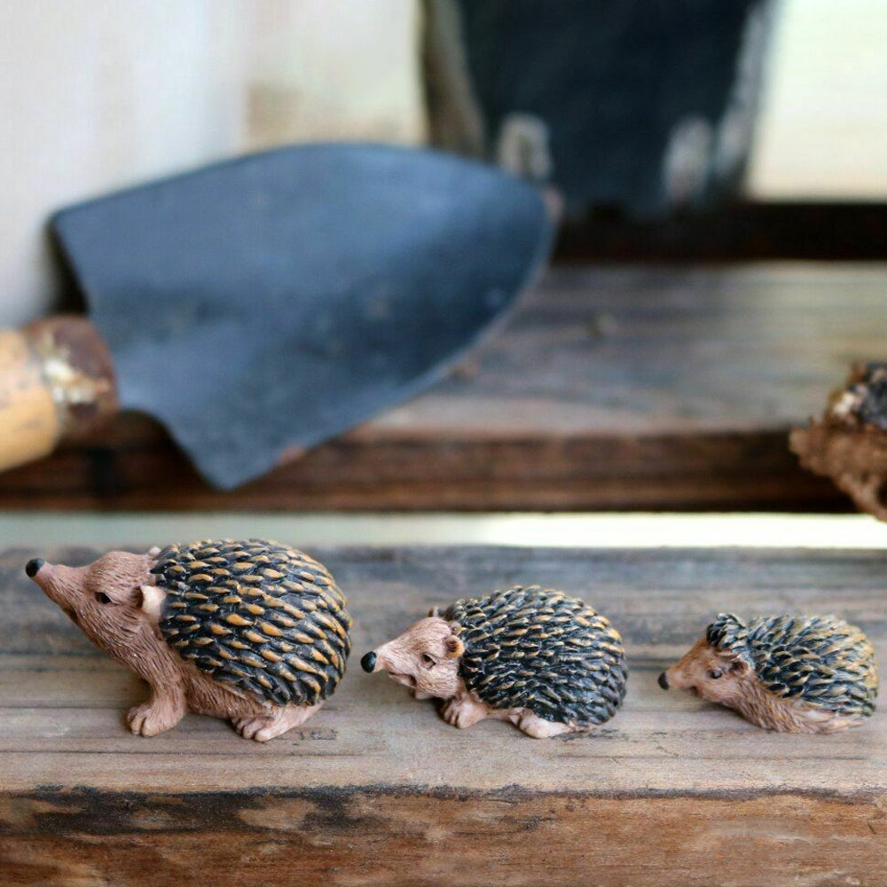 Hedgehog Family - Set of 3 Miniature Hedgehog Figurines