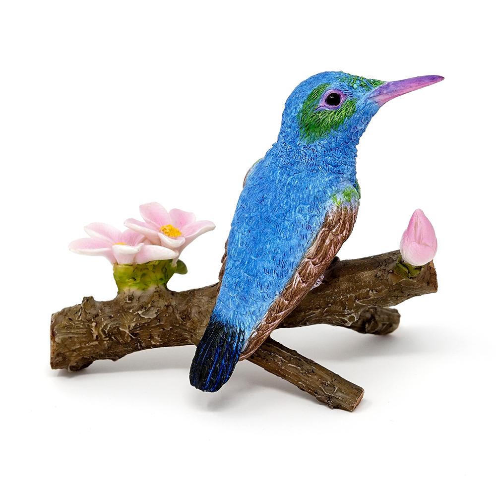 Hummingbird on Branch with Flowers - Blue | Fairy Garden Animals - Australia | Earth Fairy