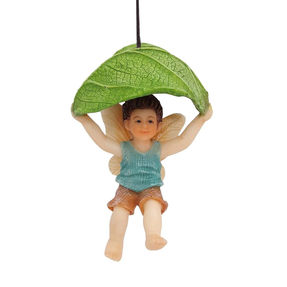 Leaf Parachute Boy Fairy, from The Miniature Fairy Garden Figurine Collection from Earth Fairy