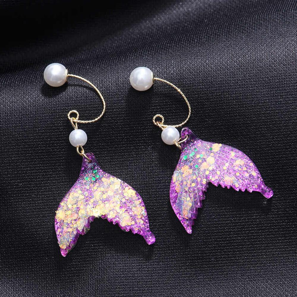 Mermaid Earrings - Dangle Style in Purple