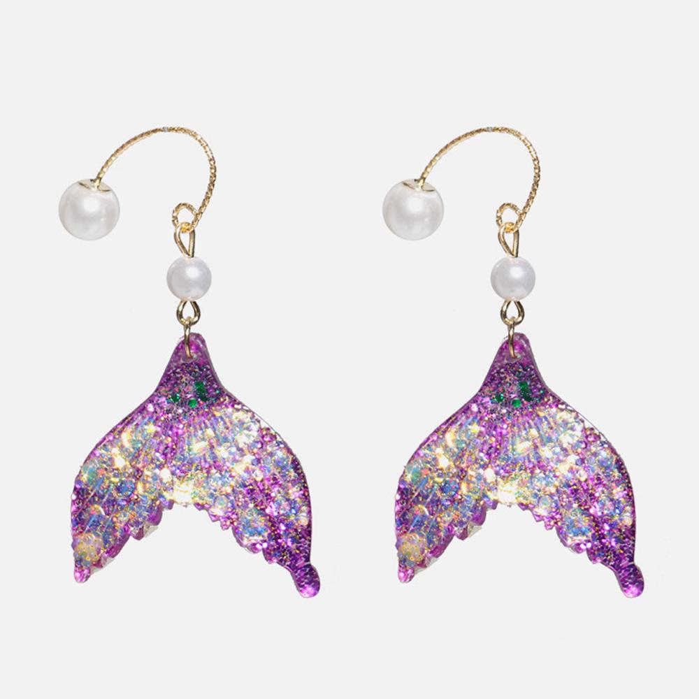 Mermaid Earrings - Dangle Style in Purple