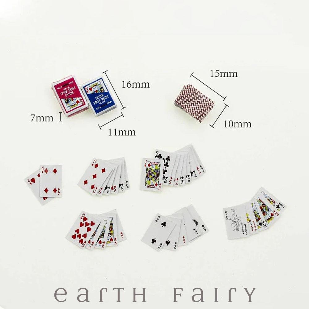 Miniature Playing Cards - 2 Sets Fairy Garden Accessories Earth Fairy 