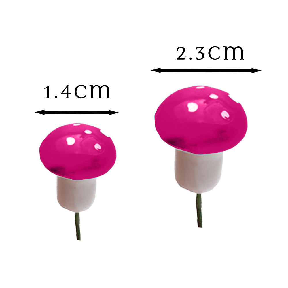 Miniature Dark Pink Foam Mushroom with measurements