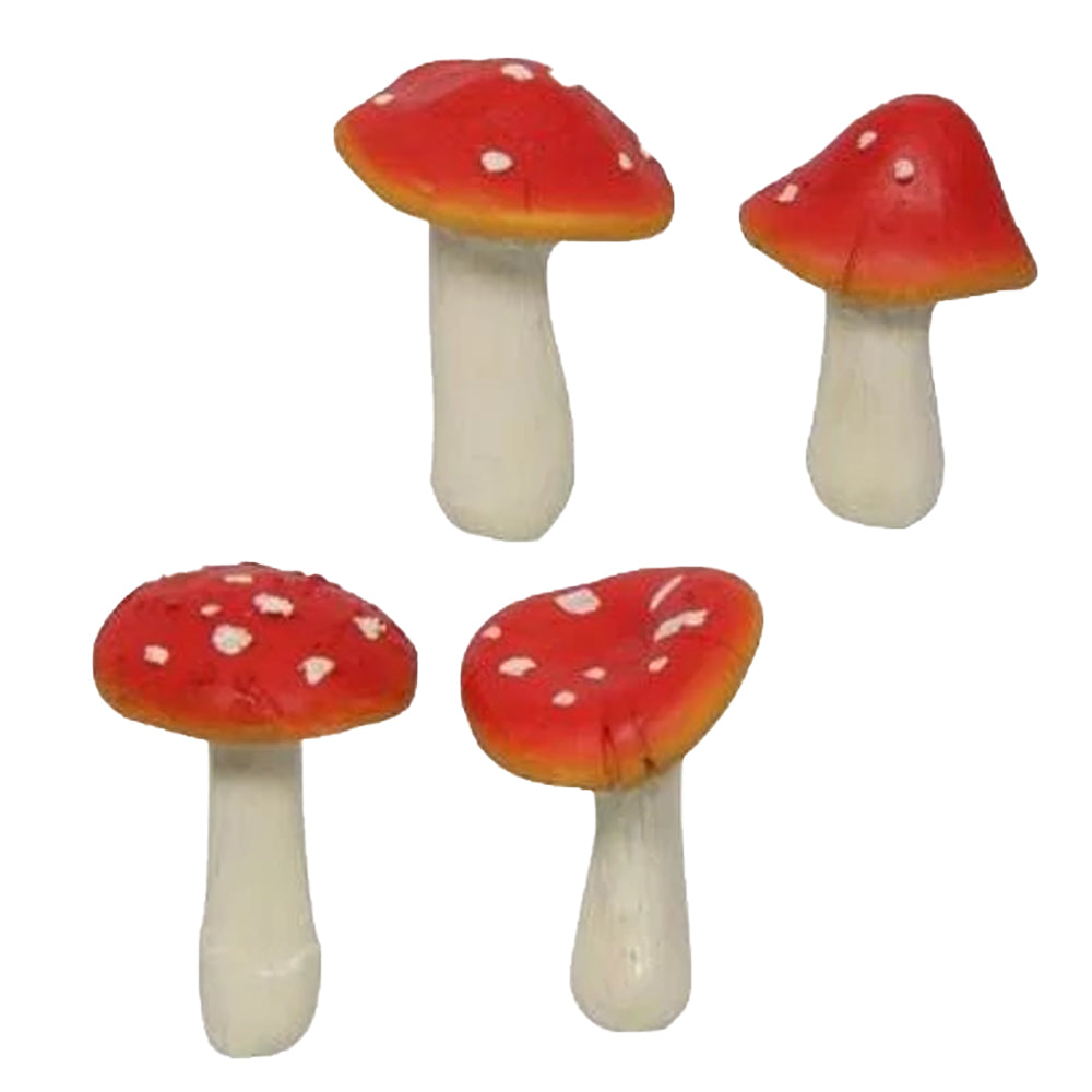 Mushrooms on Stakes - 10cm - Set of 4