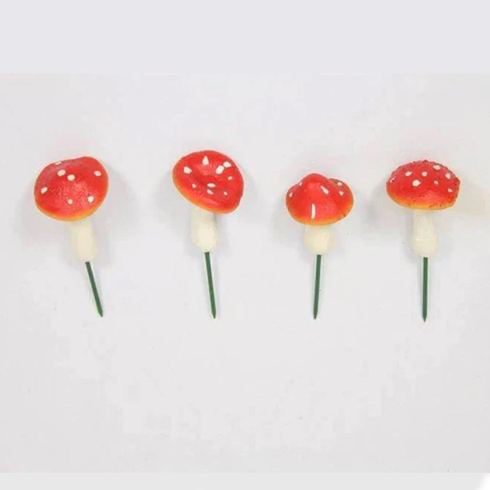 Mushrooms on Stakes - 10cm - Set of 4