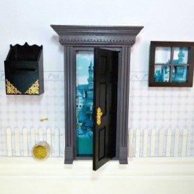 Fairy Doors Opening Fairy Door Starter Set Black &amp; Grey Earth Fairy