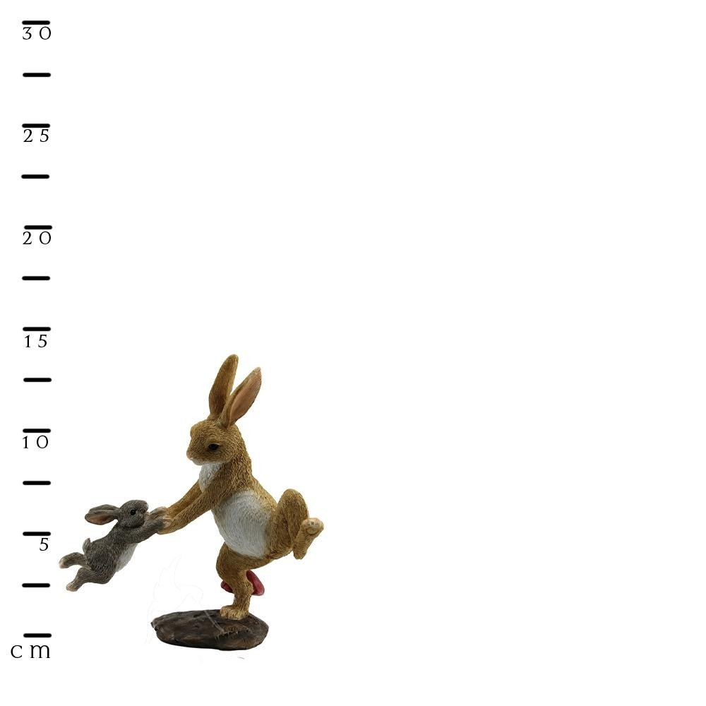 Papa & Baby Rabbit Playing | Fairy Gardens & Collectible Miniatures | Earth Fairy