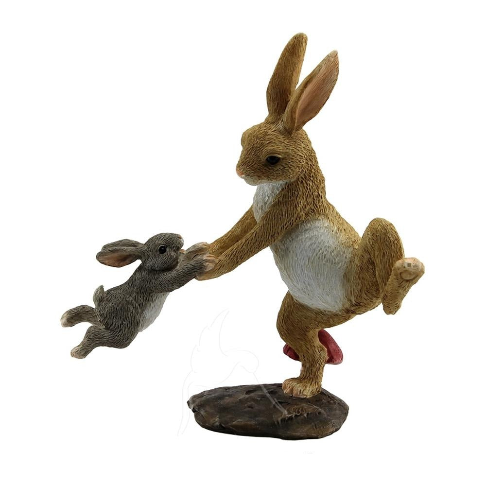 Papa &amp; Baby Rabbit Playing | Fairy Gardens &amp; Collectible Miniatures | Earth Fairy