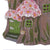 Pink Flower Tree House, a miniature fairy house for the garden, crafted from resin, featuring a treelike base with pink flowered roof, displayed on a white background