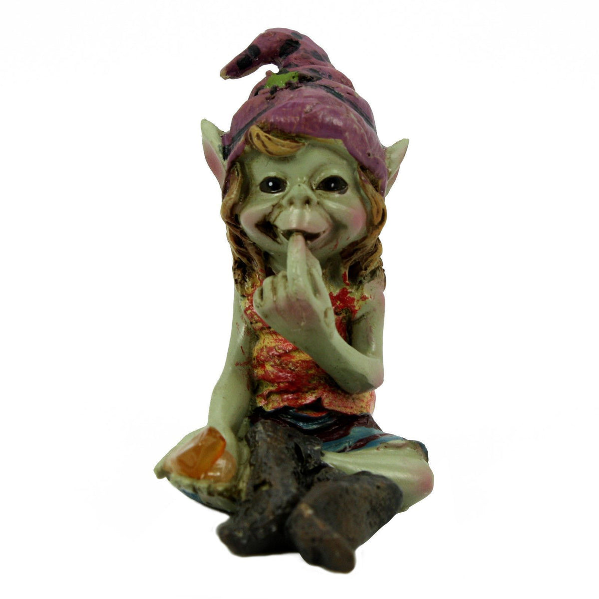 Pixies with Gems - Purple Hat | Fairy Garden Figurines - Australia | Earth Fairy