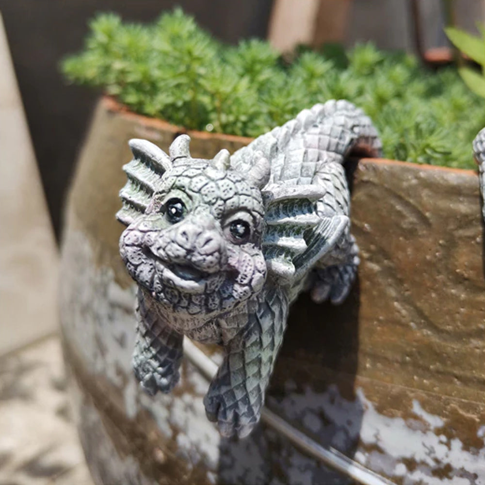 Pot Hugging Dragon Figurines - Set of 4