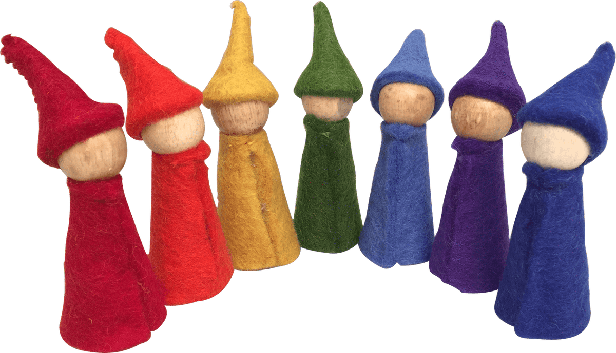 Fairy Play Rainbow Gnomes - Set of Seven Earth Fairy