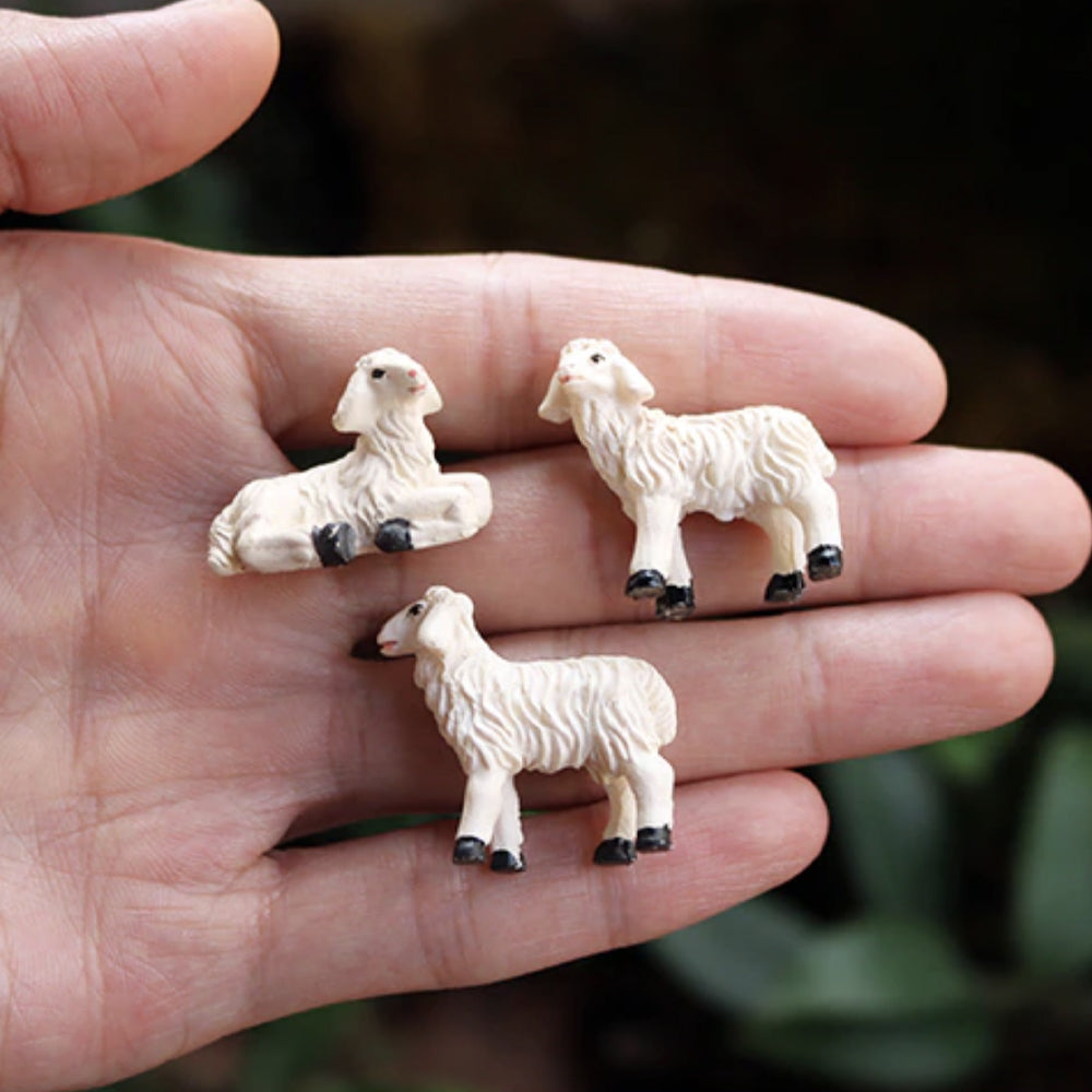 Miniature Sheep Family Figurines - Set of 3