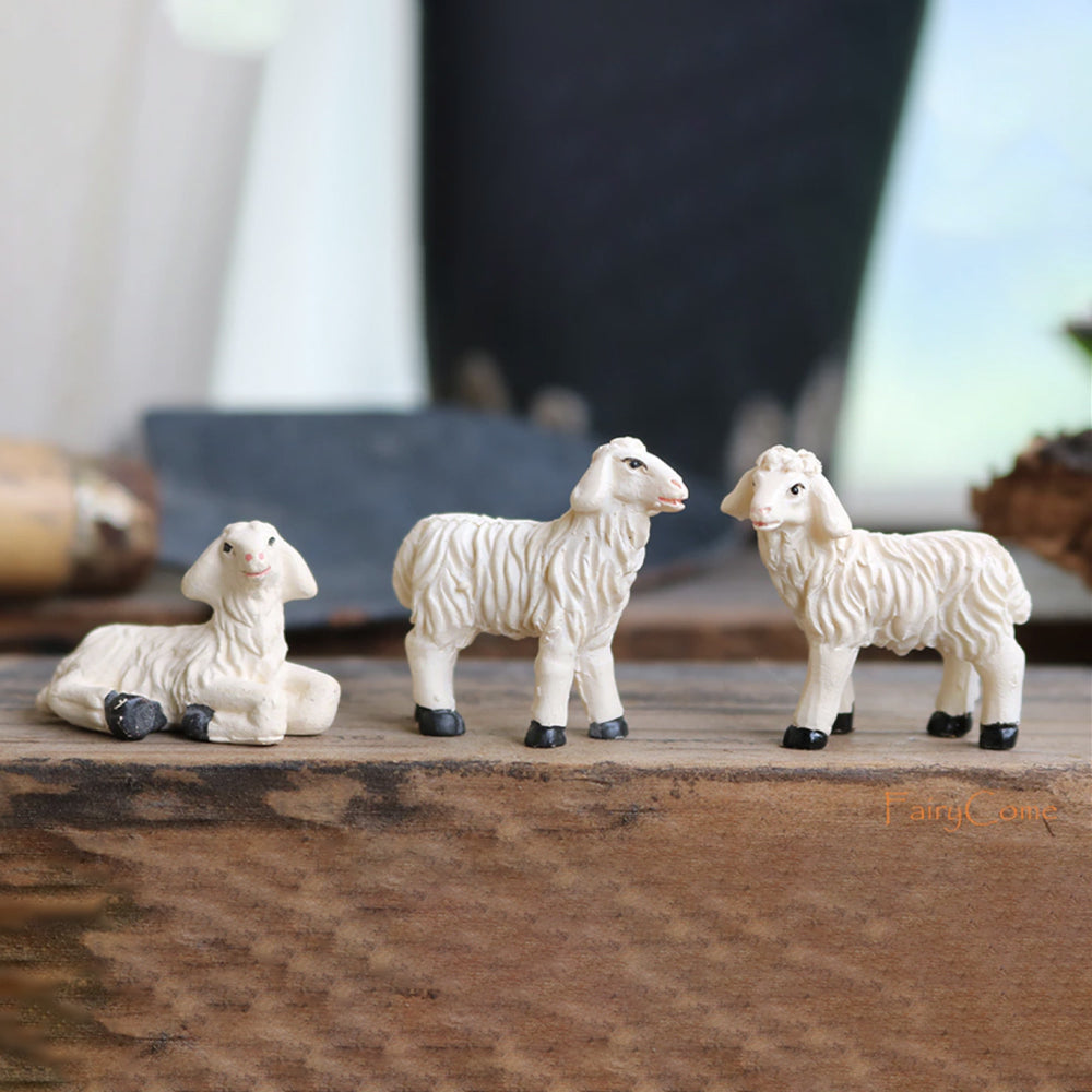 Miniature Sheep Family Figurines - Set of 3