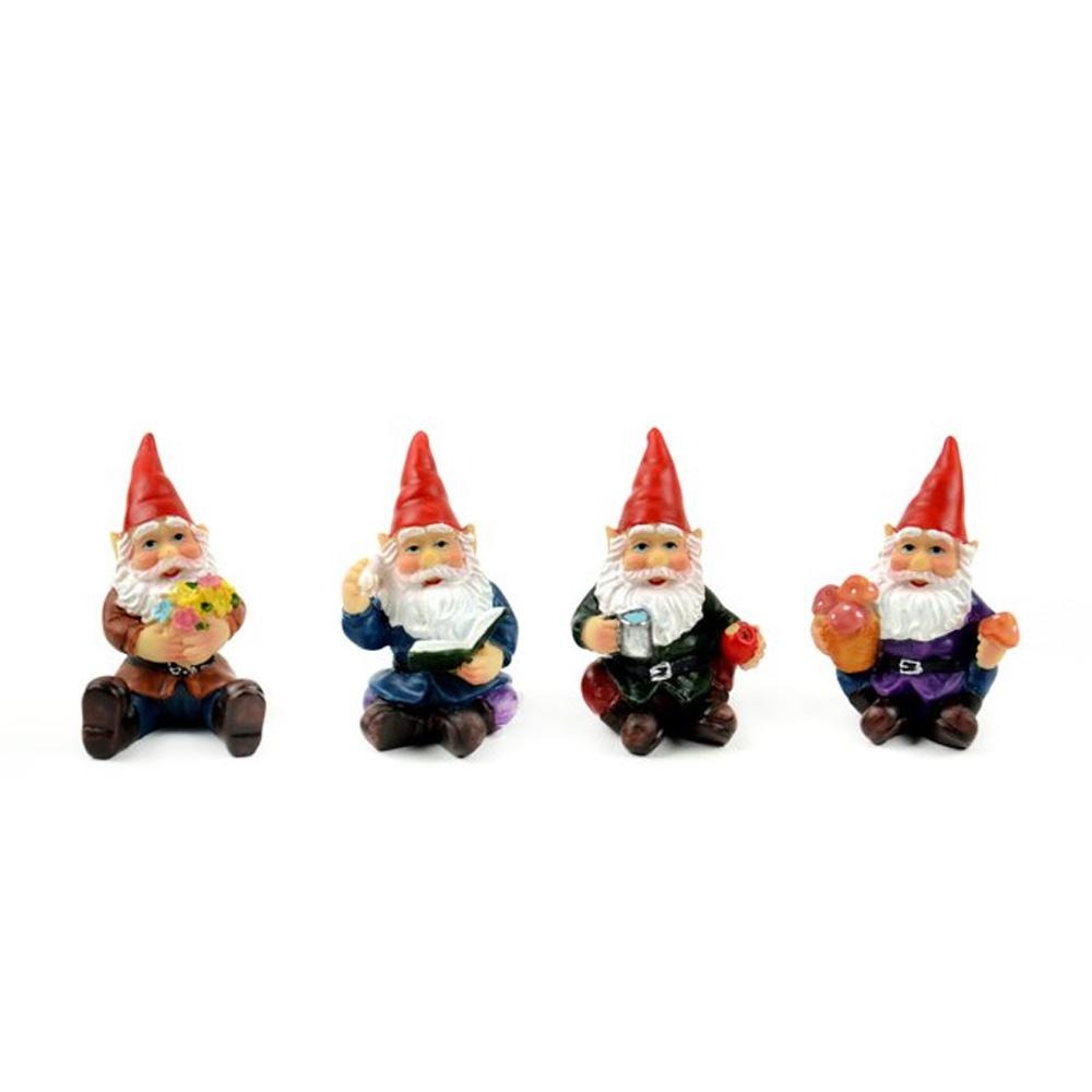 Sitting Gnomes, Set of 4, from The Minaiture Fairy Garden Gnome Collection by Earth Fairy
