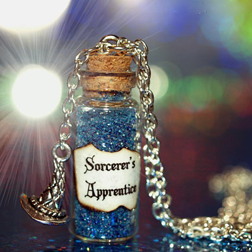 Fairy Dust &amp; Wishes Sorcerer&#39;s Apprentice - Necklace with Magic Dust &amp; Charm Earth Fairy