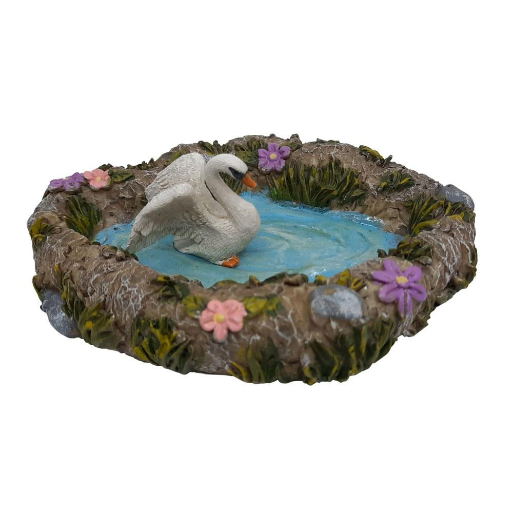 Swan, displayed on a pond, from The Willow Fairy Garden Collection by Earth Fairy