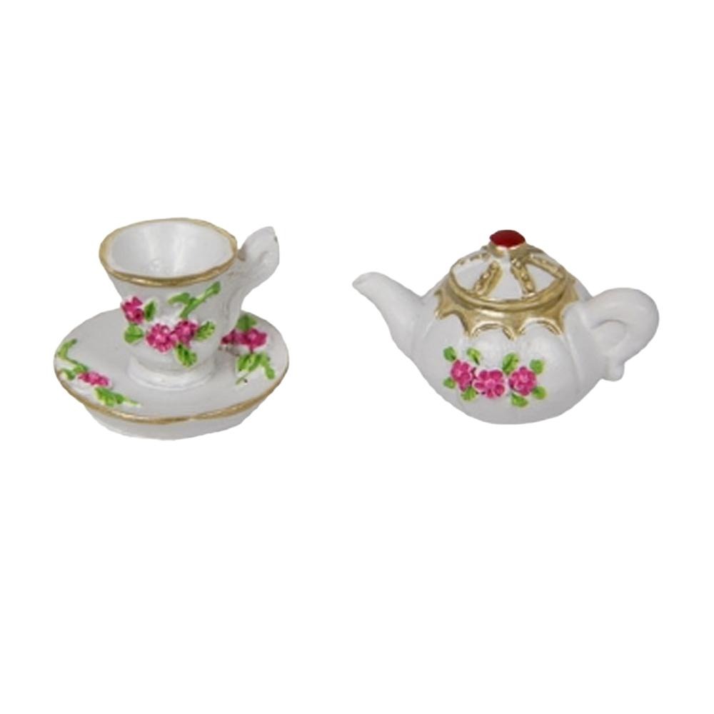 Tea Pot with Tea Cup - Pink | Fairy Garden Miniatures &amp; Collectibles - Australia | Earth Fairy