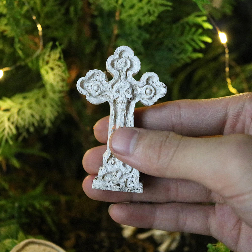 Miniature Tombstone Figurines - Cross Tombstone