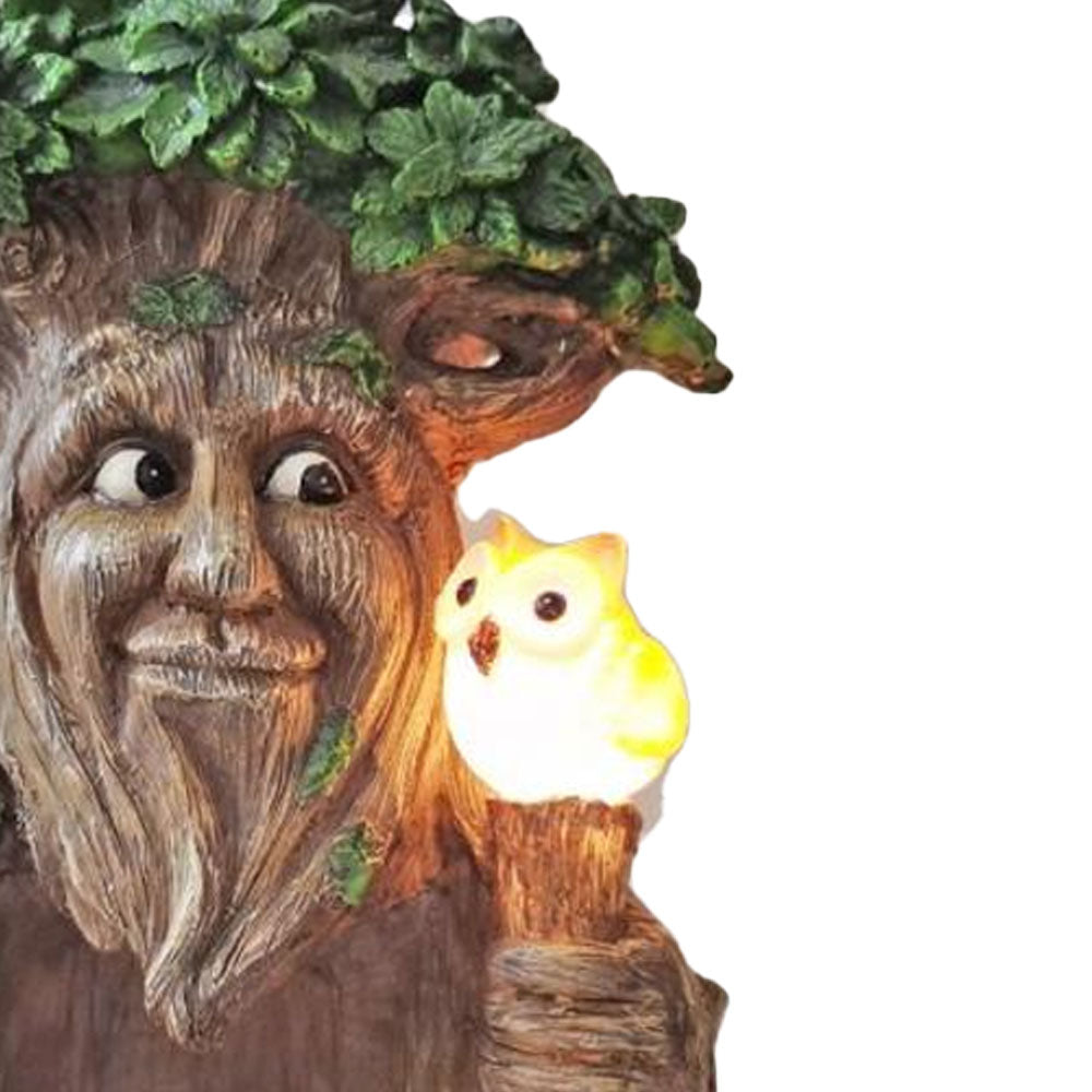 Treant with Owl - Solar - a fairy garden decoration centrepiece