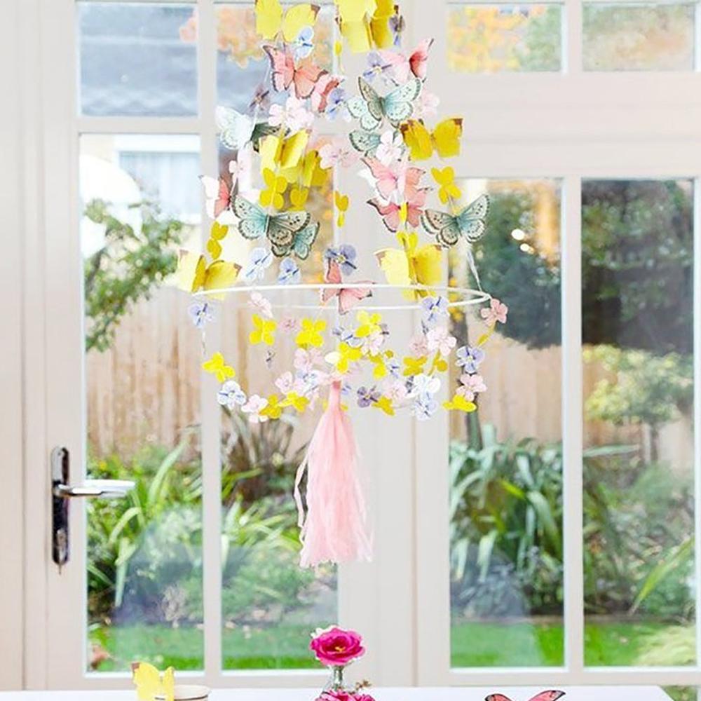 Truly Fairy Chandelier Fairy Party Decoration, a paper chandelier made of paper butterflies of different colours and sizes