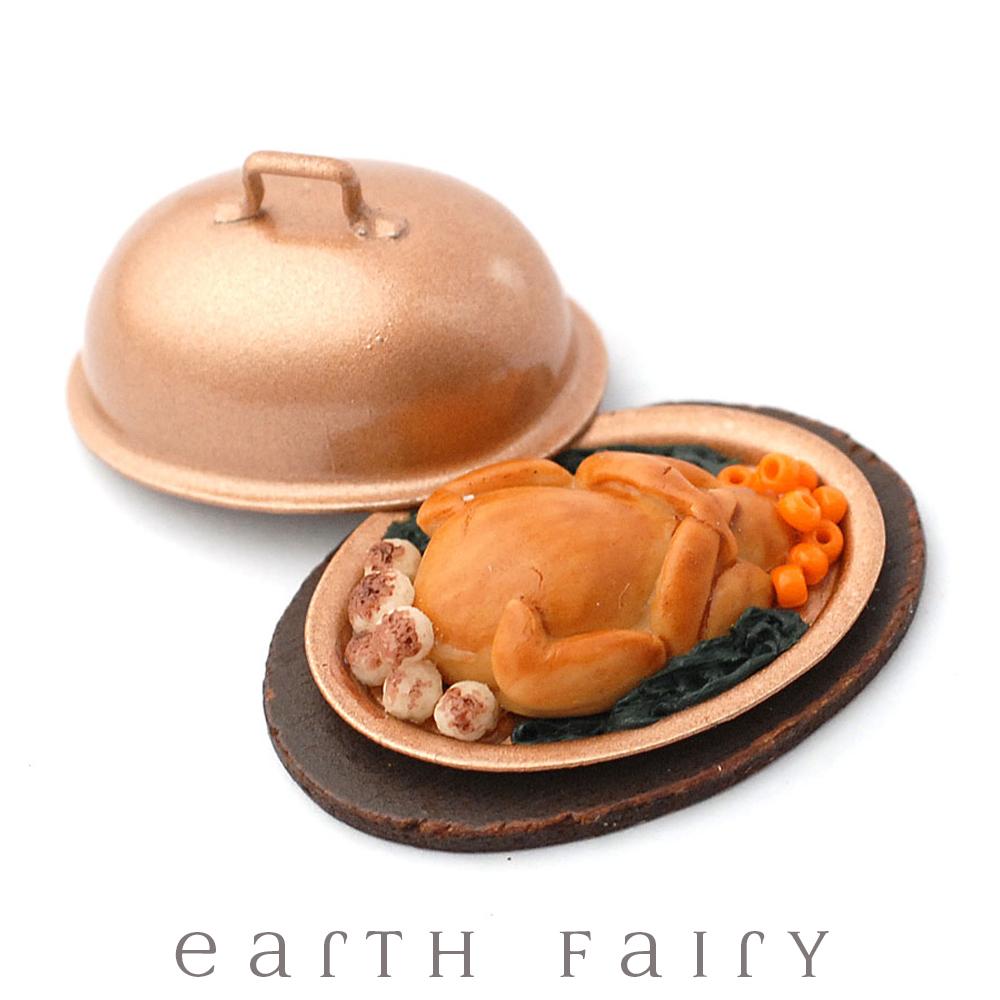 Turkey on a Platter with Canopy | Fairy Garden Miniatures | Earth Fairy 