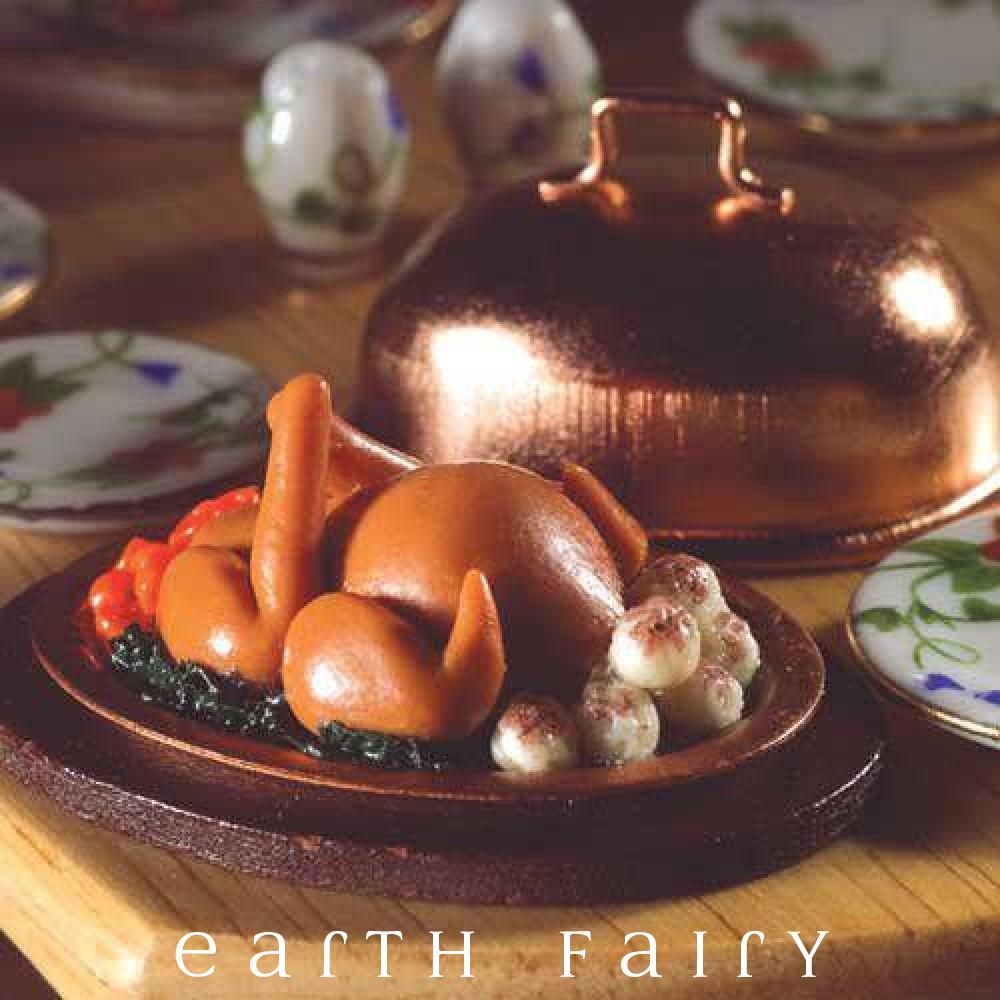 Turkey on a Platter with Canopy | Fairy Garden Miniatures | Earth Fairy 