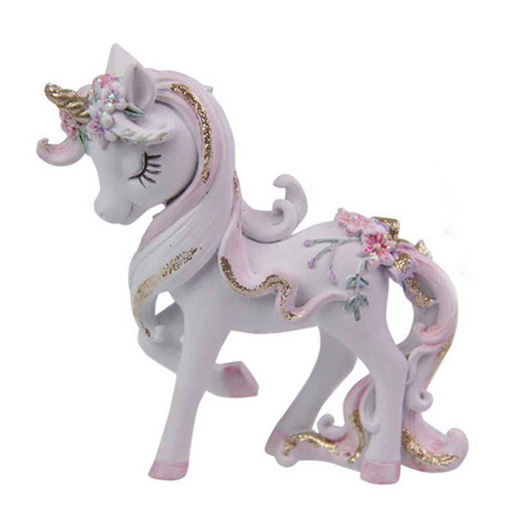 Unicorn with Flowers and Glitter - Set of 2 Figurines
