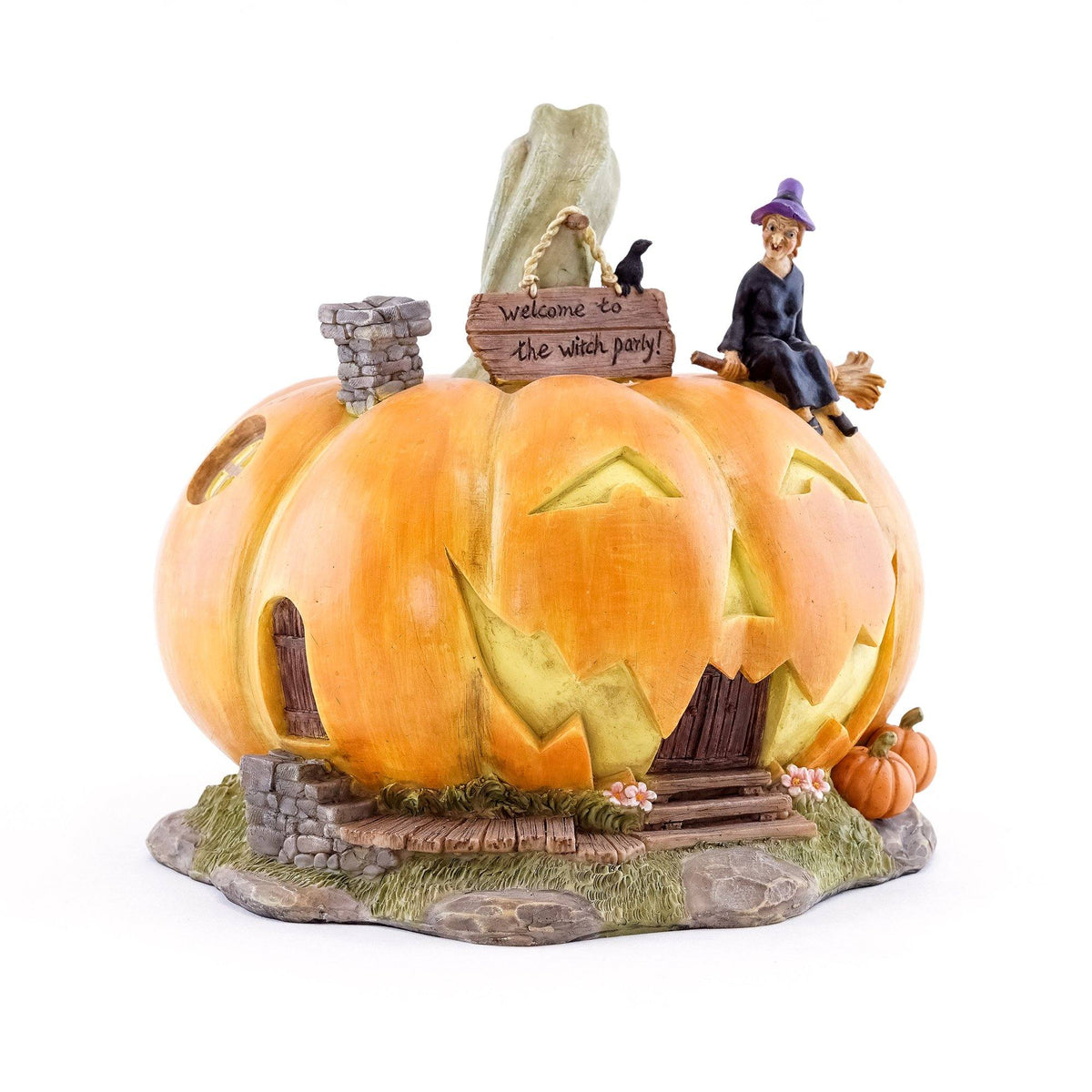 &quot;Welcome to the Witch Party&quot; Large Halloween Jack o&#39; Lantern House| Fairy Houses | Earth Fairy