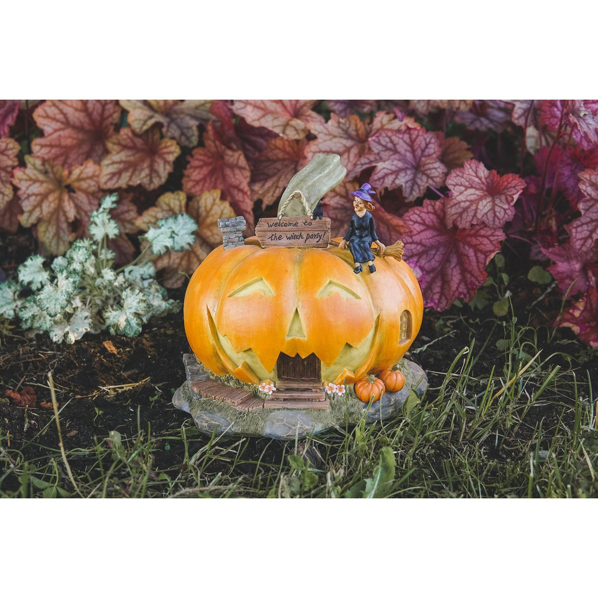 &quot;Welcome to the Witch Party&quot; Large Halloween Jack o&#39; Lantern House| Fairy Houses | Earth Fairy