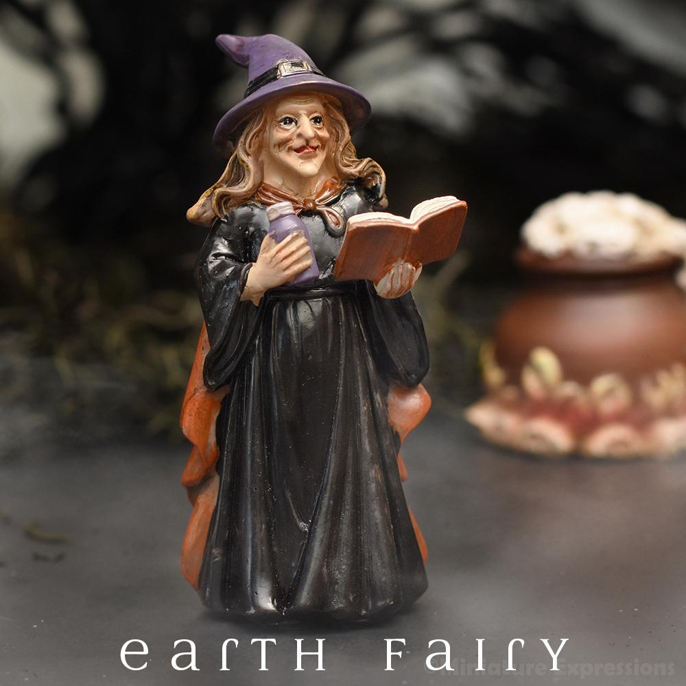 Witch Casting a Spell Miniature Figurine, from the Halloween Fairy Garden Figurine Collection by Earth Fairy
