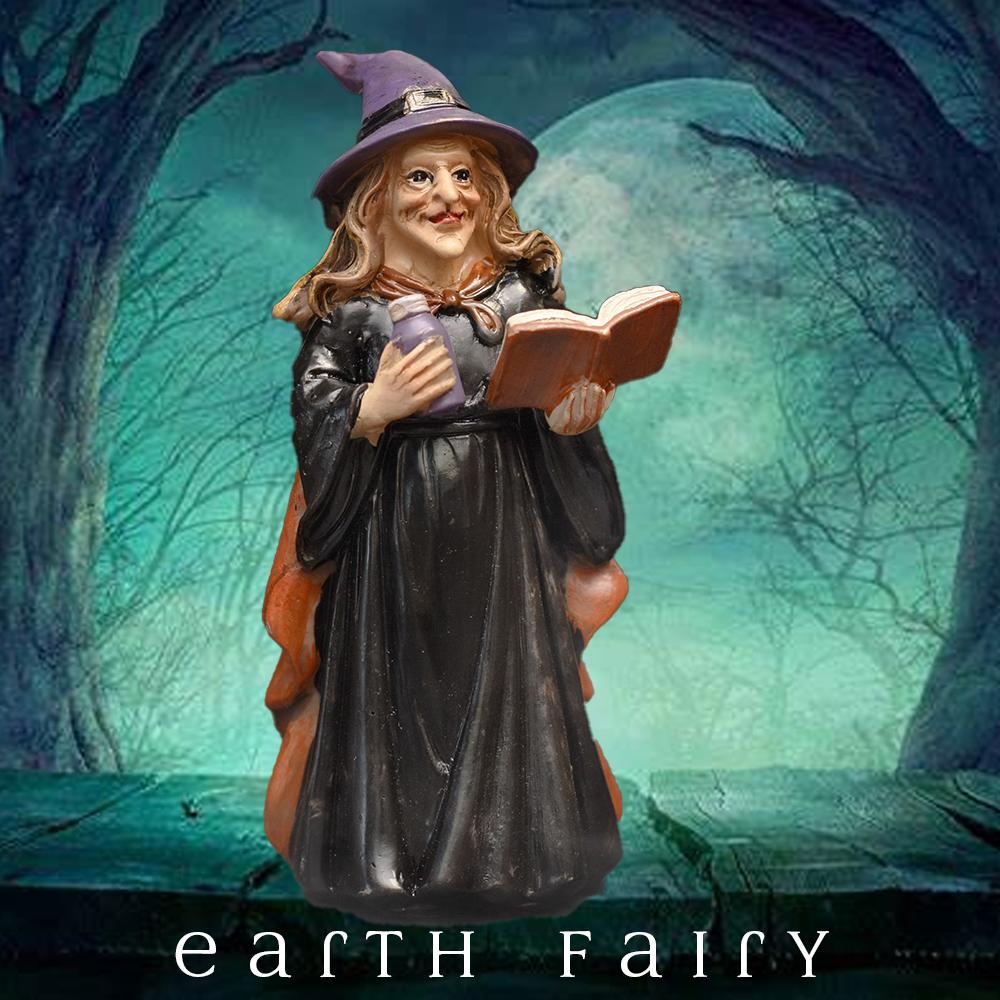 Witch Casting a Spell Miniature Figurine, from the Halloween Fairy Garden Figurine Collection by Earth Fairy